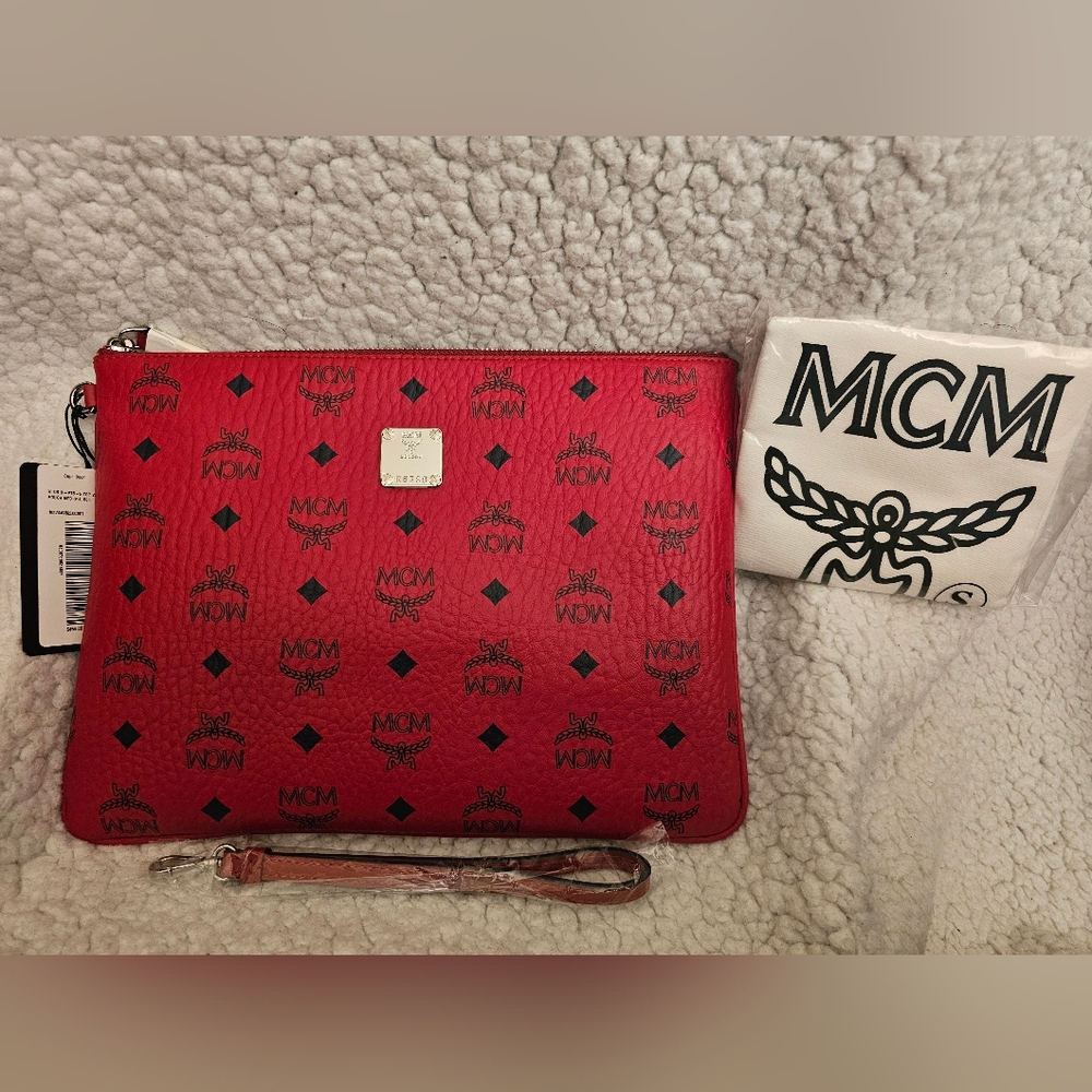 MCM Red Logo Wristlet